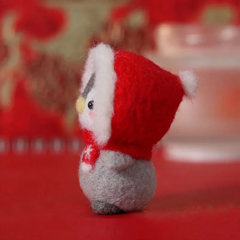 No Finish Wool Needle Felt Cute Penguin Cartoon Toy Doll Wool Felting Kit Package For Handmade Beginner Material Kit