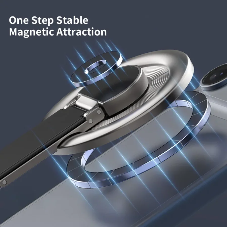 Foldable MagSafe Ring Holder - 360° Rotating Stand with Enhanced Grip for Desk, Viewing & Travel