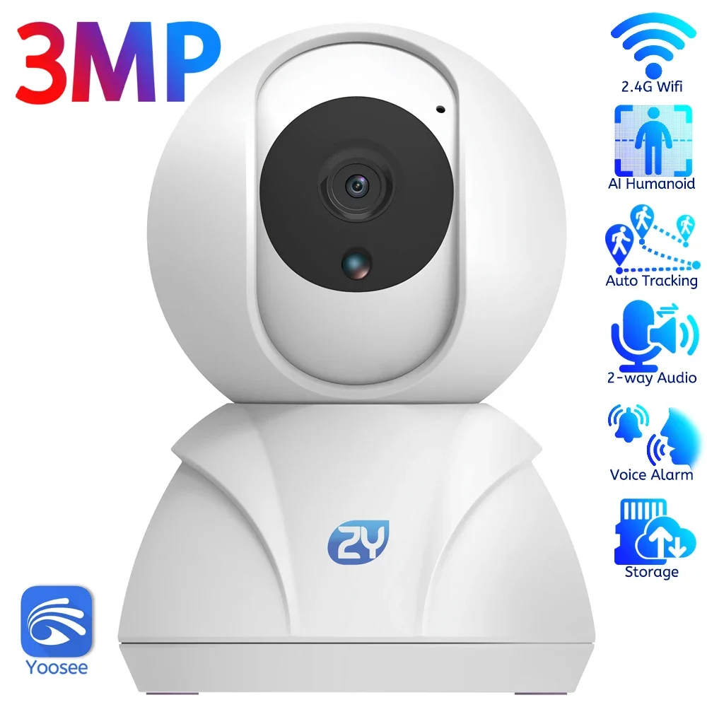 

3MP Wifi IP Camera 1080P Auto Tracking Cloud Wireless Home Security Camera CCTV SD Card Audio Video Surveillance Camera Yoosee