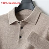 Classic Polo Collar 100% Cashmere Sweaters for Men 2023 Autumn Winter Clothes Pull Homme Business Casual Warm Knitted Pullovers 1