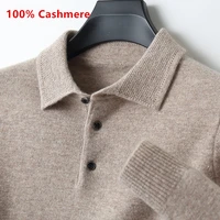 Classic Polo Collar 100% Cashmere Sweaters for Men 2023 Autumn Winter Clothes Pull Homme Business Casual Warm Knitted Pullovers 1