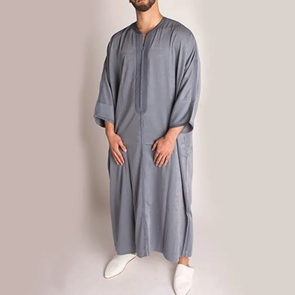 Herren Muslim Robe Langarm - Lässige Arabia Kleidung Für Alltag & Arbeit