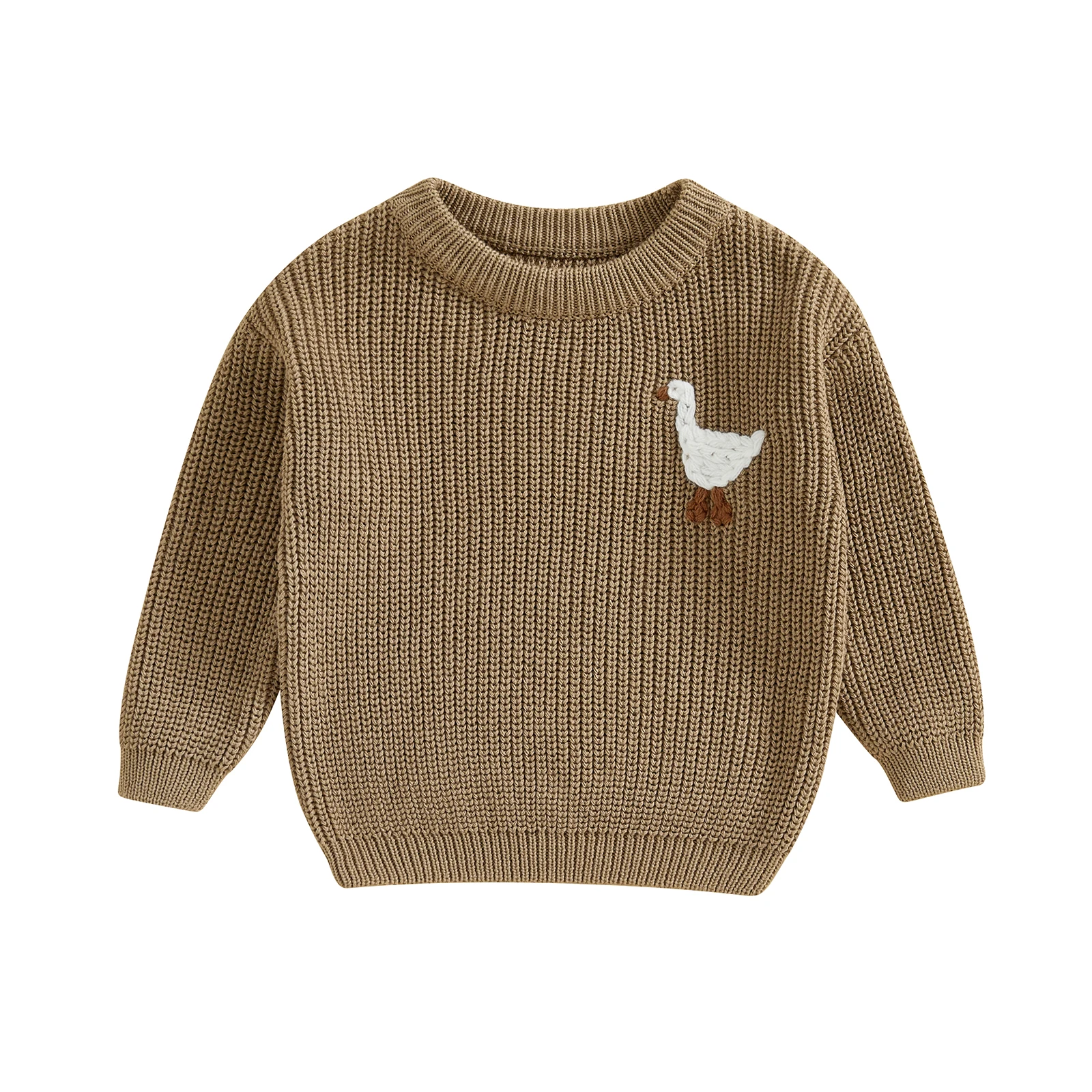 MISOWMNJOY Autumn Baby Knitting Sweater Winter Warm Kids Boy Girl Clothes Goose Crew Neck Long Sleeve Pullover Tops Kids Jumpers