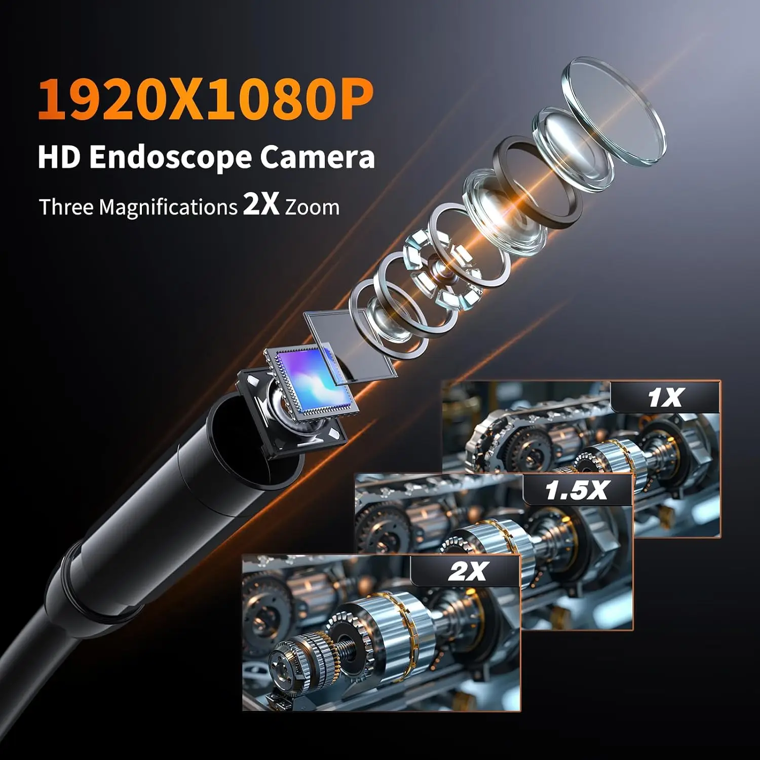 Endoscope Camera with Light, 4.3" Inspection Camera, 1920P HD Borescope with 8 LED Lights, IP67 Waterproof Snake Sewer Tools