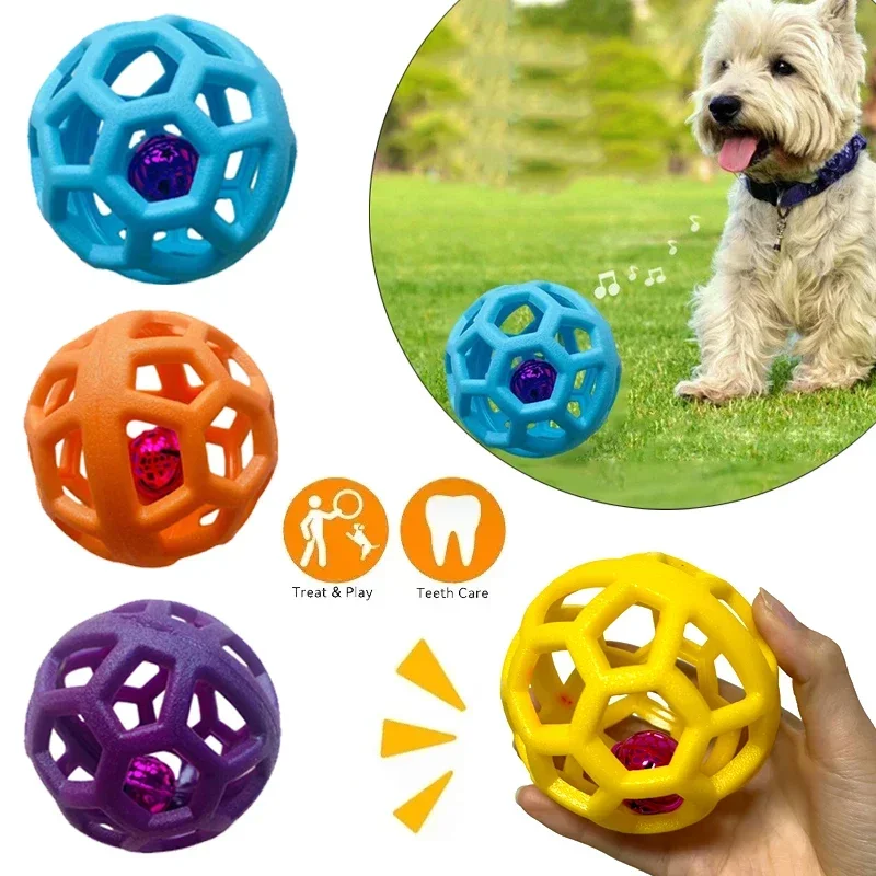 Cats and Dogs with Hollow Balls Cleaning Teeth Without  Deformation  Toys TPR Plastic Rubber Balls Christmas Bells Pet Toy Balls 5