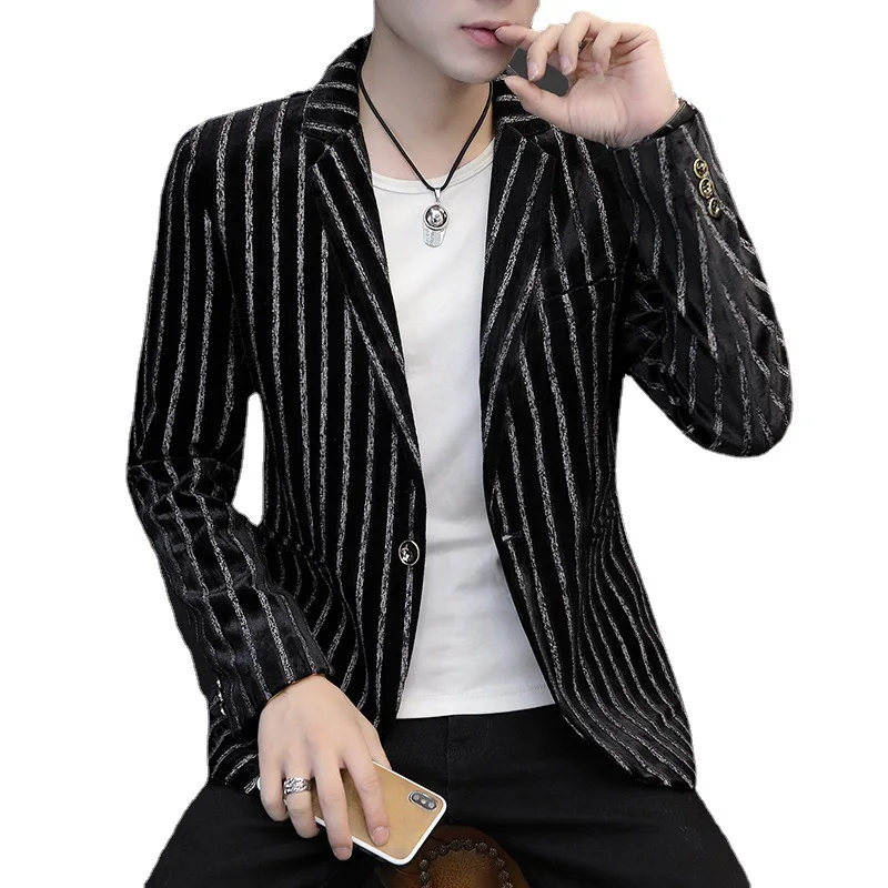 

HOO 2024 Men's Corduroy Casual blazer Youth Slim Handsome blazer