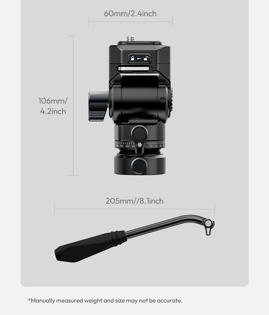 Fluid Tripod Head Quick Release Ball Head Max Load 4KG with 1/4'' 3/8'' Screw Ho