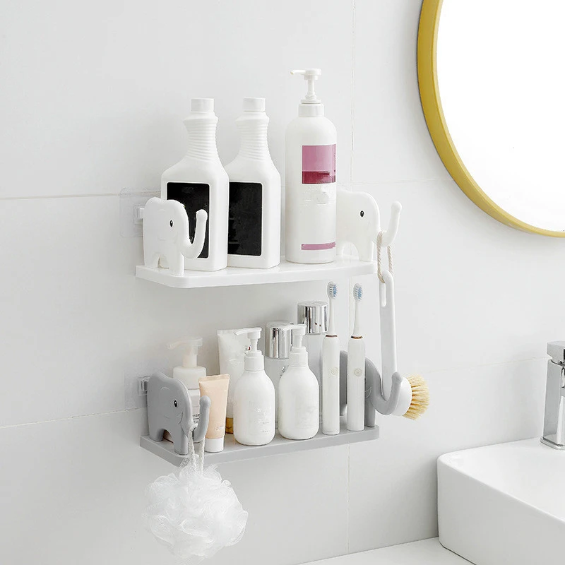 

Elephant Cosmetics Storage Rack Bathroom Perforation-Free Multifunctional Bracket Creative Kitchen Seasoning Storage Shelf