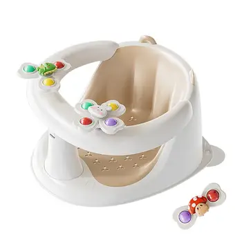 Seggiolini da bagno per bambini Seduti Sedia da bagno per bambini Sedile da bagno antiscivolo con giocattoli rotanti per 1-3 anni per fare il bagno
