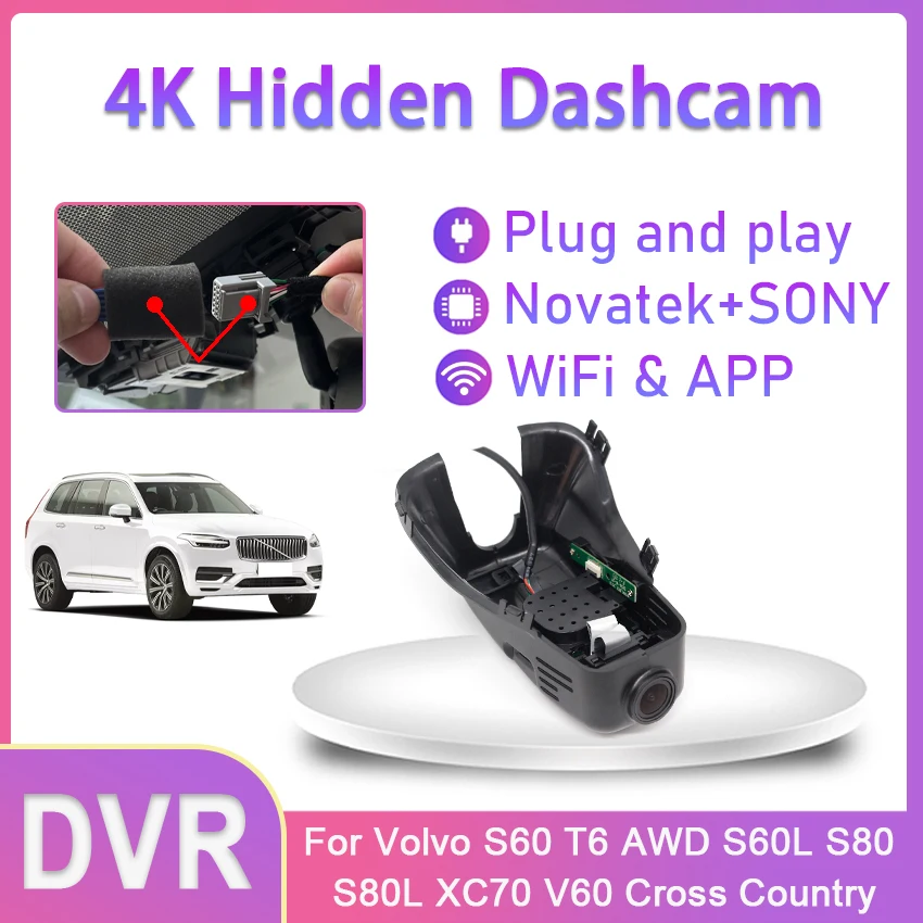 

Dash Cam For Volvo S60 T6 AWD S60L S80 S80L XC70 V60 Cross Country 2012 2013 2014 2015 2016 Plug And Play Wifi Car DVR DashCam