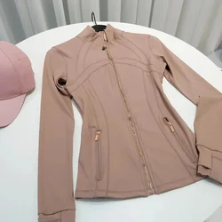 Rose Gold Slim Fit Sport Fitness Jacket with Stand Collar - S - size 2  42.50kg -4 (Twilight rose)