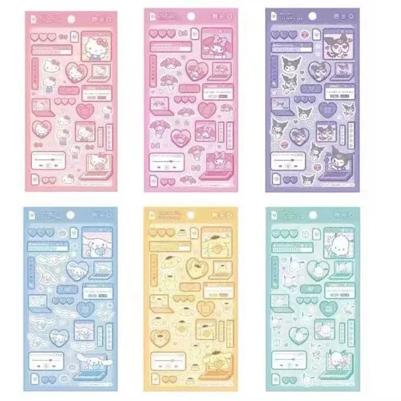

Sanrio Hello Kitty Kuromi Cinnamoroll My Melody Purin Pochacco Laser Stickers Ins Cute Car Ornament Trunk Stickers Toy Girl Gift