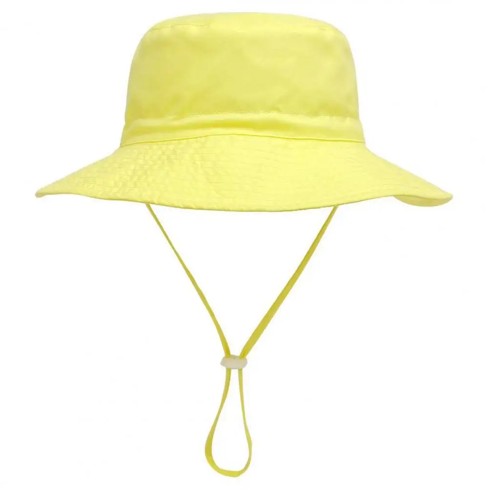 Summer Children Hat Big Brim Unisex Windproof Fixed Strap Sun Anti UV Breathable Portable Camping Beach Travel Sun Ha