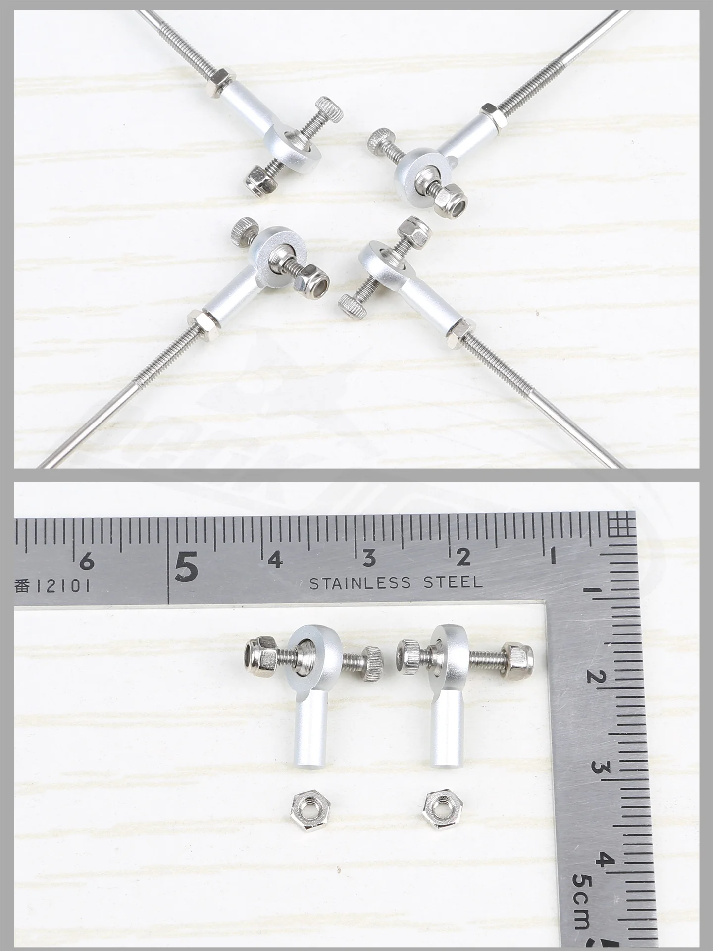 M2 2mm Modellflugzeug Automodell, Aluminiumlegierung Kugelgelenk-Zugstangen-Set, Verstellbare Länge Verbindungsstange, Schiffsmodell – Detail 6