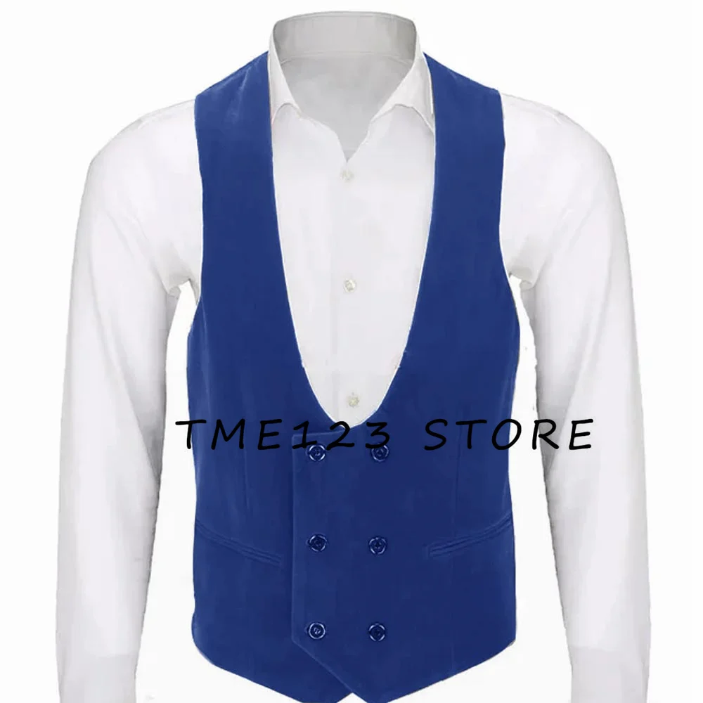 Men's velvet double-breasted one-piece men's suit vest V-neck slim-fit fashion custom wedding vest 2