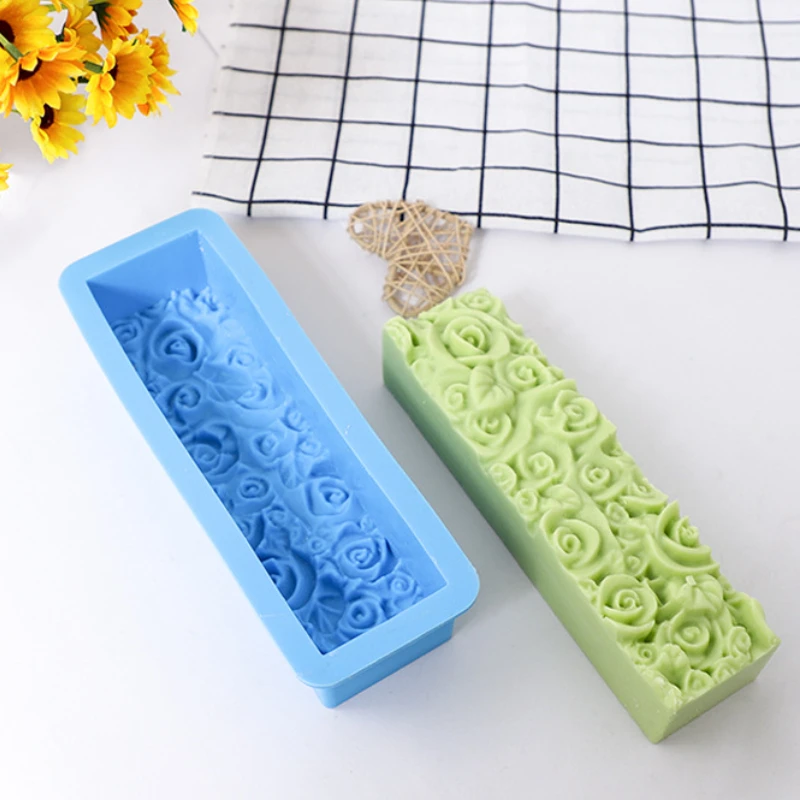 Strip Rose Silicone Soap Mold DIY Flower Plant Candle Resin Plaster Mould Chocolate Cake Ice Baking Making Set Home Decor Gifts