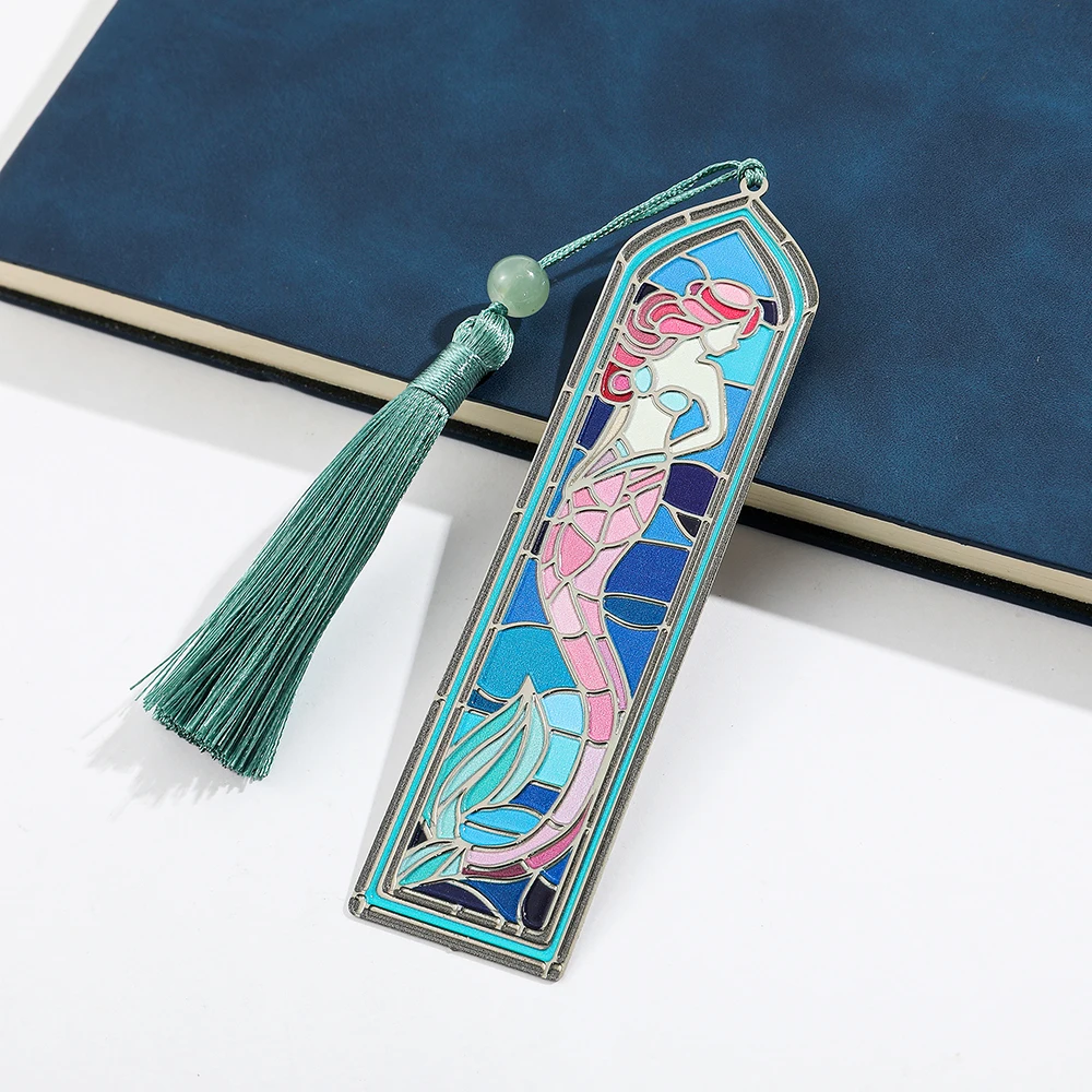 Mermaid Pane Metal Bookmark Oil Painting Style Reading Accessory Valentine's Day Gift for Wife 1pcs
