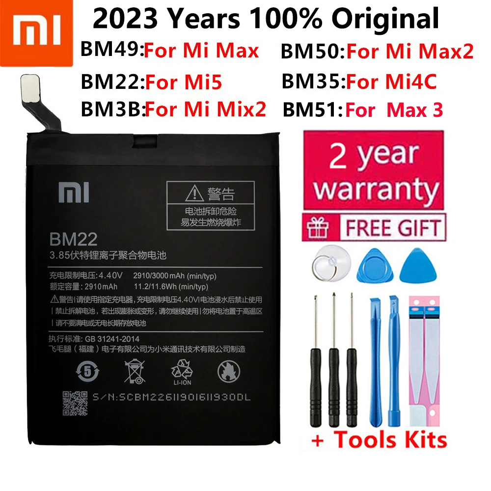 

BM22 BM35 BM36 BM45 BM46 Battery For Xiaomi Mi 5 4C 5S Mi5 Mi4C Mi5S Redmi Note 2 3 Pro Replacement Battery+Free Tools
