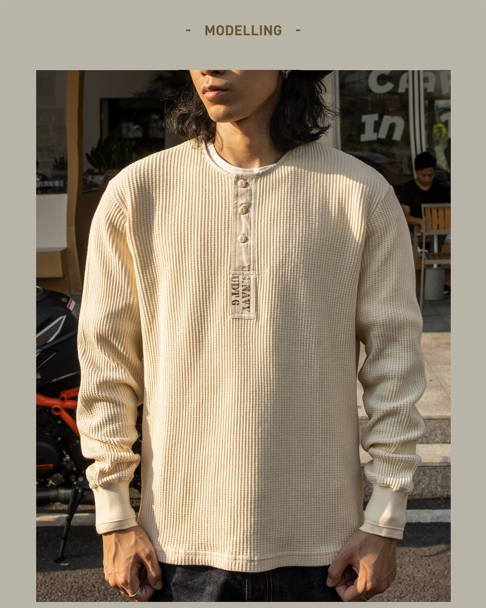 T2-0009 Red Tornado US Size Super Good Quality Mans Heavy Thick Flexible Casual Henley Tee Cotton