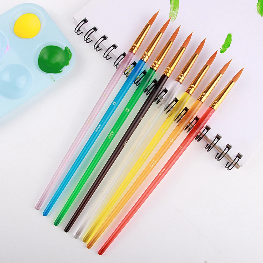 

6 Pcs Sets Acrylic Paint Brush Pen Round Head Candy Plastic Stick Short Rod Brush Student DIY Art Oil Painting Pen Supplies