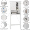 Storage Over The Toilet, Cabinet Organizer with Adjustable Shelves and Double Doors, Wood Space Saver, White 3