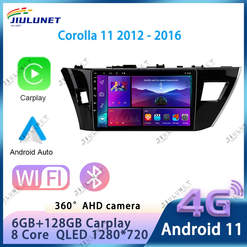 

JIULUNET Carplay Android 11 Car Radio for Toyota Corolla Ralink 2013 2014 2015 2016 Multimedia Video Player Navigaion GPS 2 Din