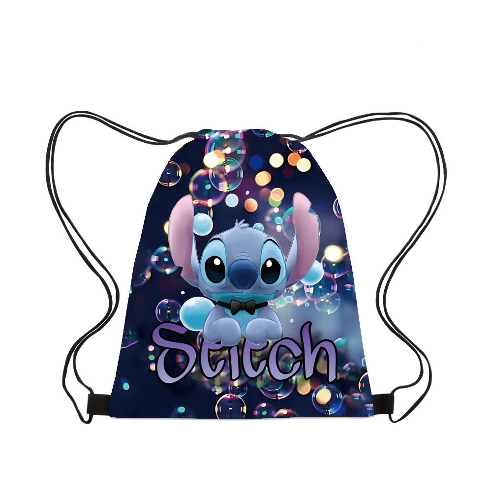 Disney Stitch Drawstring Bags Children Backpack Cartoon Mini Lilo&Stitch Travel Storage Bag Casual Swim Portable Backpack 5