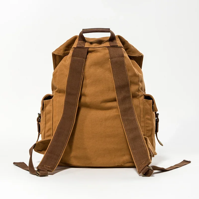 Vintage Leather Military Canvas travel Backpacks Men &Women School Backpacks men Travel bag big Canvas Backpack Large bag 4