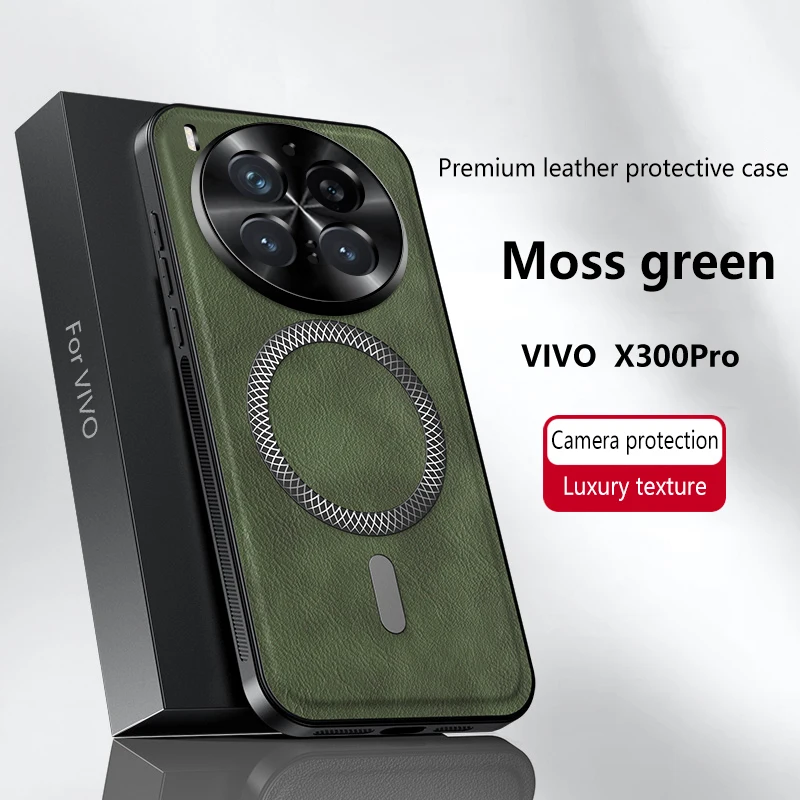 Luxury Leather Texture Magnetic Case - Wireless Charging Compatible, Business Style Bumper Back Cover