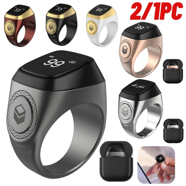 20mm Counter Smart Ring Bluetooth-compatible 5.1 5 Prayer Time Smart Tally  Counter 0.49 Inch OLED Display Zinc Alloy for Muslims