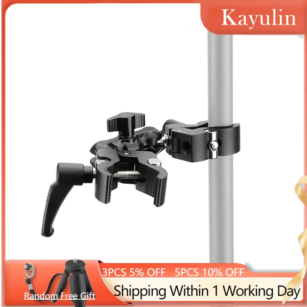 

SZRIG Small Super Clamp Crab With 1/4"-20 Mini Ball Head Extension Arm Black Knob for Monitor/ LED Light/ Smartphone Holder