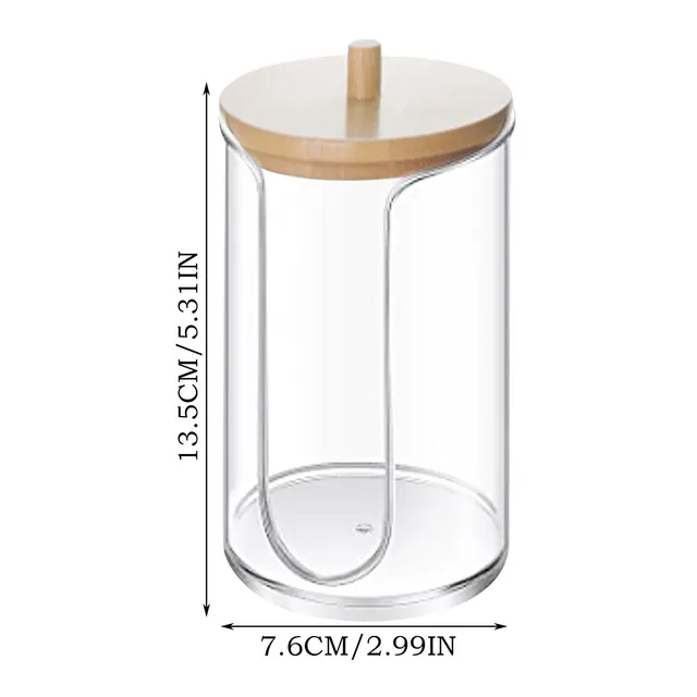 Smink Szervező Kozmetikai Tároló Doboz Fürdőszoba Jar Pamut Tampon Pad Ékszer Bambusz Borító Kerek Tárolóedény - Image 5