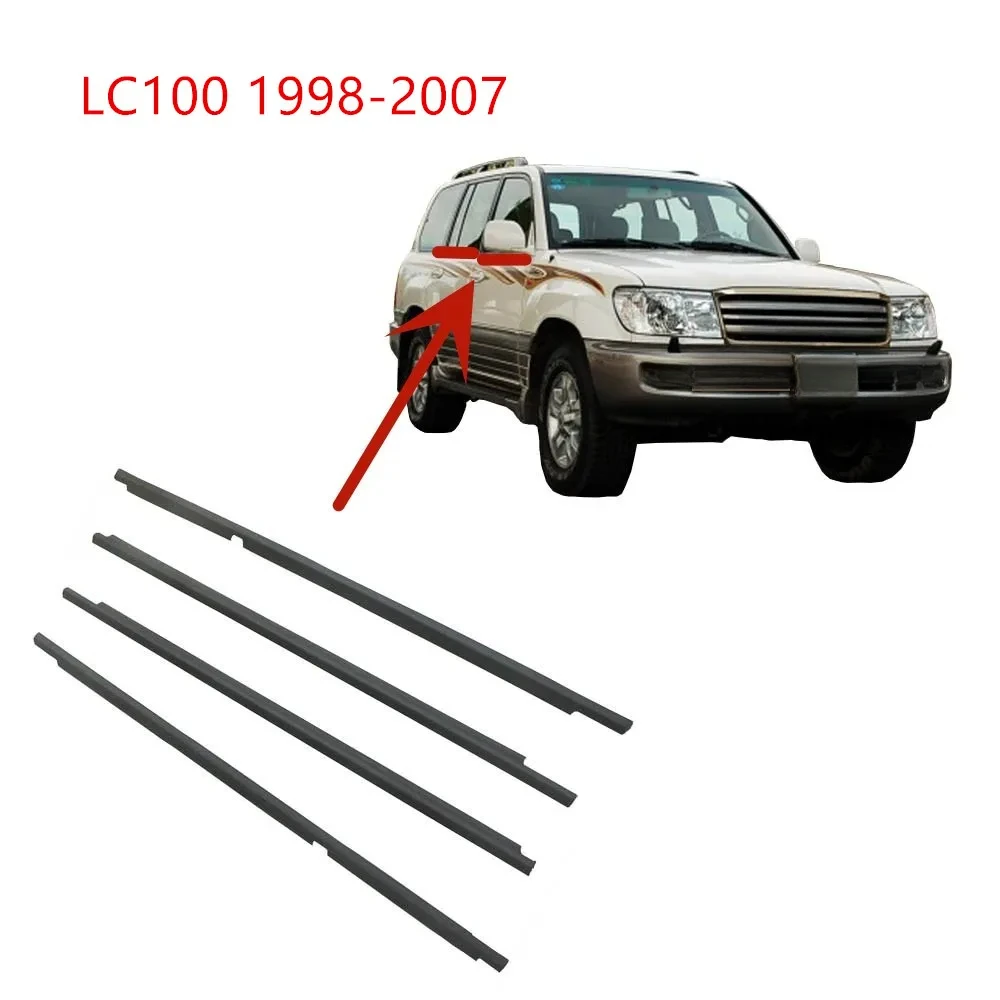 Rubber Seal 4 Pcs Chrome or Black Outside Windows for Land Cruiser LC100 1998-2007 Glass Laminate 75740-60030