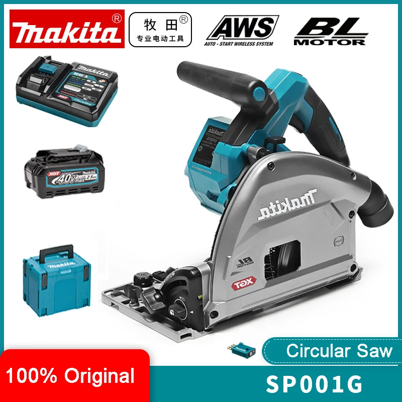 Makita-Scie circulaire à tronçonner plongeante sans balais, outils  électriques au lithium, AWS, éventuelles 001G, 165mm, 40V, 4900 tr/min,  nouveau - AliExpress