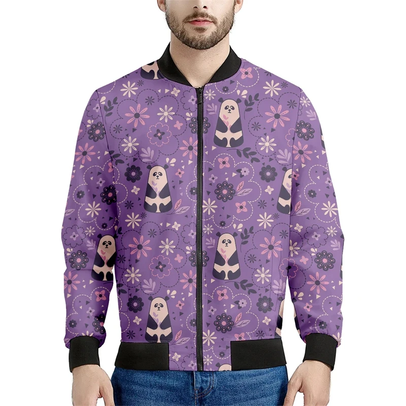 thumbnail image 1 of Chaqueta de vuelo con estampado 3D de panda de dibujos animados kawaii para hombre y mujer, estilo harajuku, hip hop, unisex, estilo callejero, 1 of 4