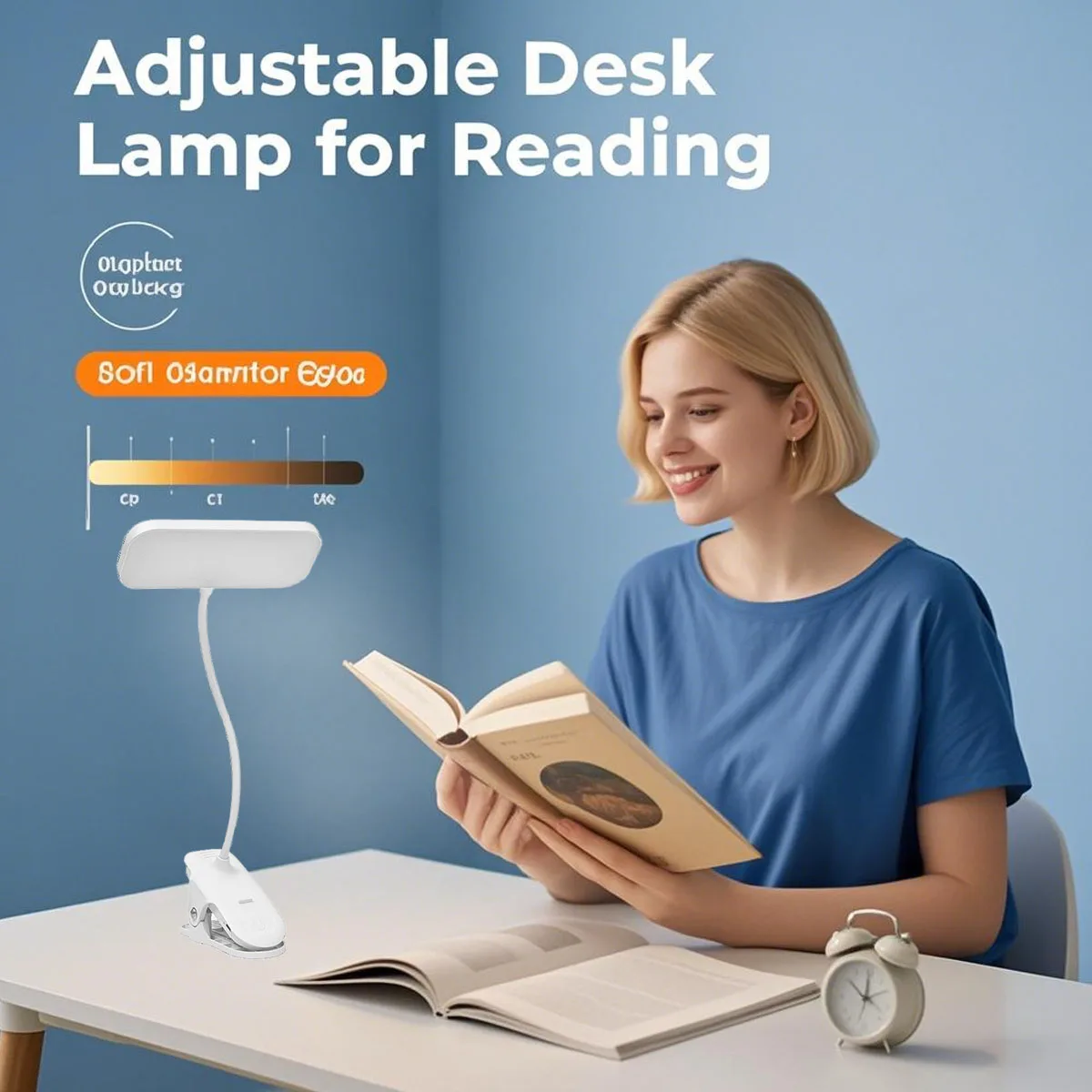 USB rechargeable desk lamp, office and study lighting lamp, night light, three lighting modes, touch control