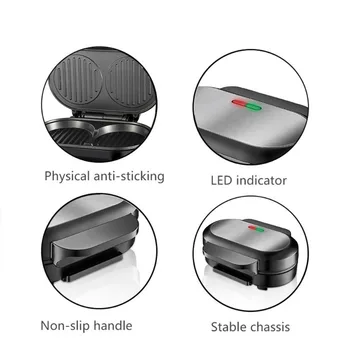 110V/220V Electric Waffle Sandwich Maker Small Roast Steak Machine Hamburger Non-stick Surface Grill Toaster Breakfast Machine - Image 4