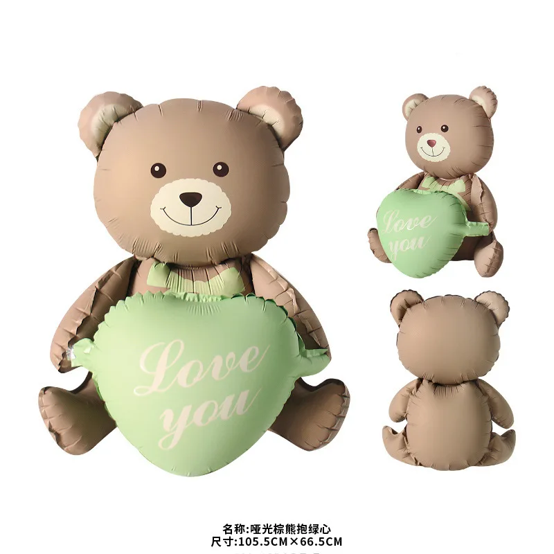thumbnail image 1 of Globo de aluminio con forma de corazón mate con dibujos animados en 3D, ideal para fiestas de cumpleaños, San Valentín y baby shower., 1 of 5