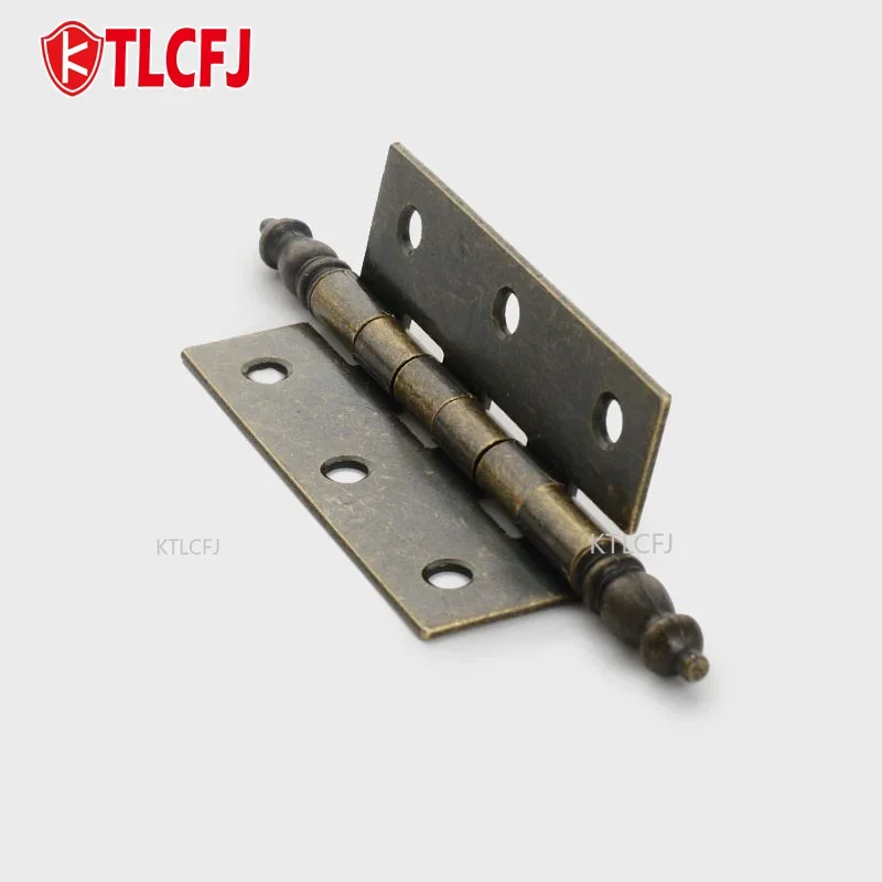 Cabinet Hinges 2 PCS Antique Bronze Retro 6 Holes for Wooden Jewelry Box