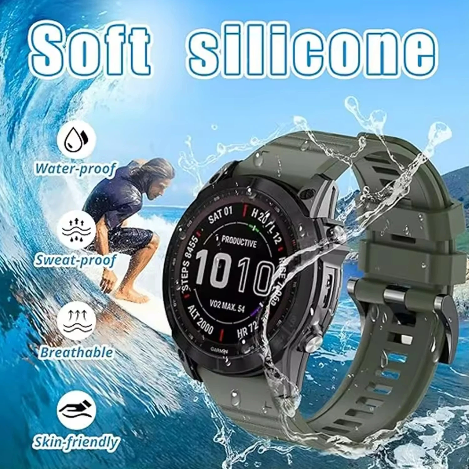 Versatile QuickFit Silicone Watch Strap, 22mm & 26mm