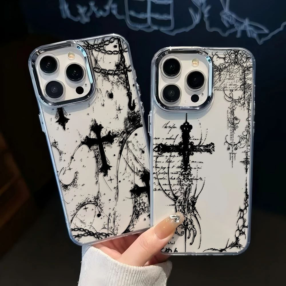 Gothic Cross Plating Phone Case - Cool Dark Design