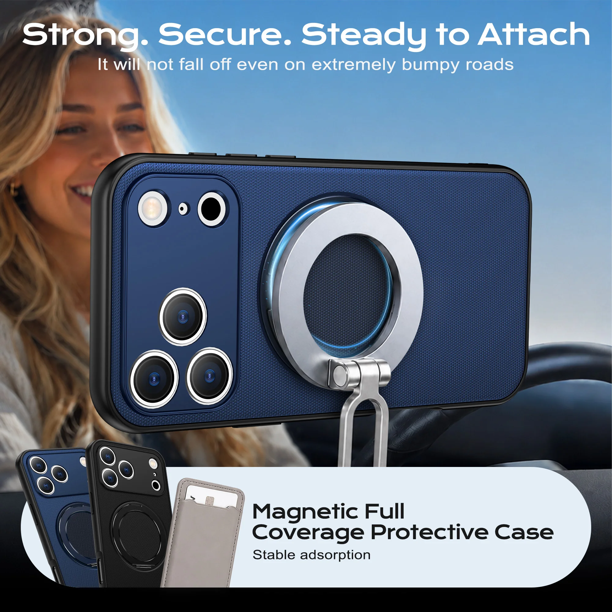 360° Rotating Magnetic Ring Holder Armor Phone Case with MagSafe Compatibility