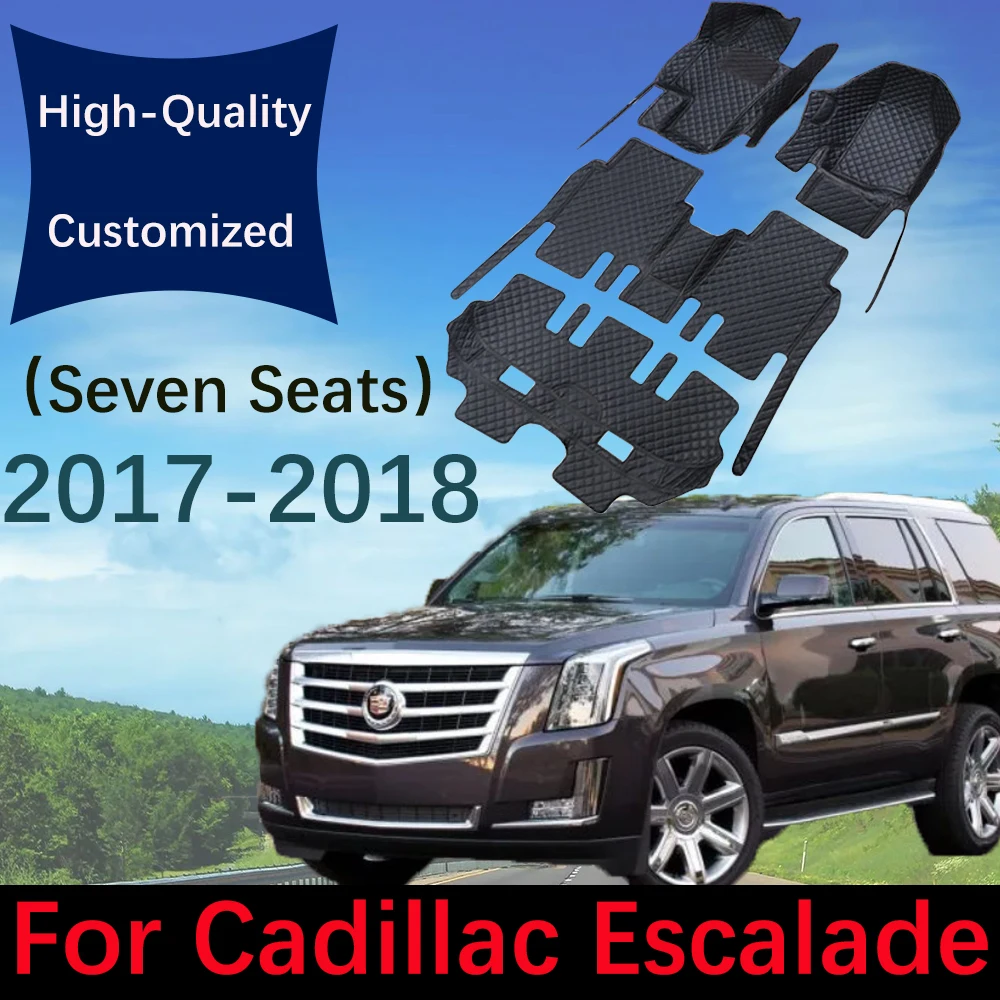 

Custom Leather Car Floor Mats For Cadillac Escalade 2017 2018 Automobile Carpet Rugs Auto Foot Pads Interior Accessories