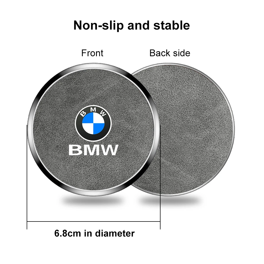 2개 가죽 자동차 컵홀더 매트 미끄럼 방지 패드 BMW X1 X2 X3 X4 X5 X6 X7 1 3 5 6 7 시리즈 E60 E90 E70 G20 G30 G7 용