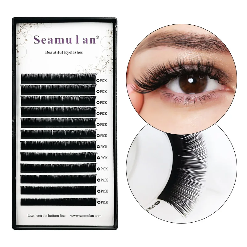 Seamulan False Eyelash Extension Extremely Thin And Thick Natural Premium Artificial Mink