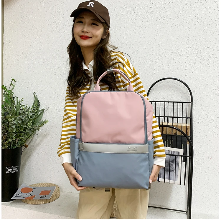 2022 New Panelled Backpack Fashion Casual Student Women College Young Girl School Bags For Teenage Girls Long Handle Travel