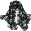 Summer Beach Long Shawl Fahion Skull Print Chiffon Silk Scarf Mulim Hijab For Man Women Soft Thin 50*150cm 6