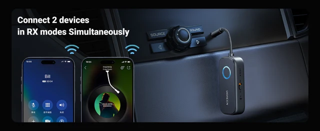 UGREEN Adattatore Bluetooth 5.2 Jack 3.5mm - Trasmettitore Ricevitore 2in1 Per Aereo, Auto, TV, 28h Autonomia - Foto 4