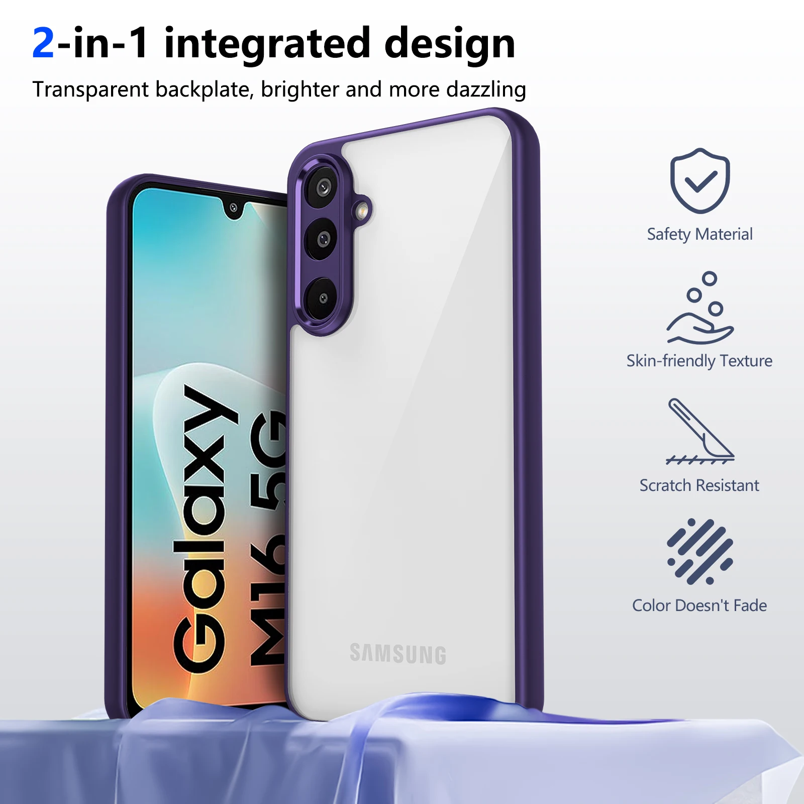 Clear Shockproof Phone Case with Hard Acrylic Back Protection Cover