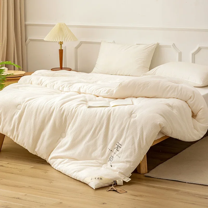 Knitted Cotton Comforter Soybean Fiber Quilt Warm Four Seasons Single Double Duvet Soft Twin Queen King Bedding bed comforter